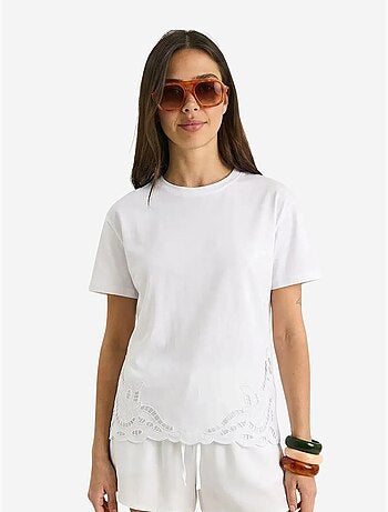 T-shirt de gola redonda bordada lucci
