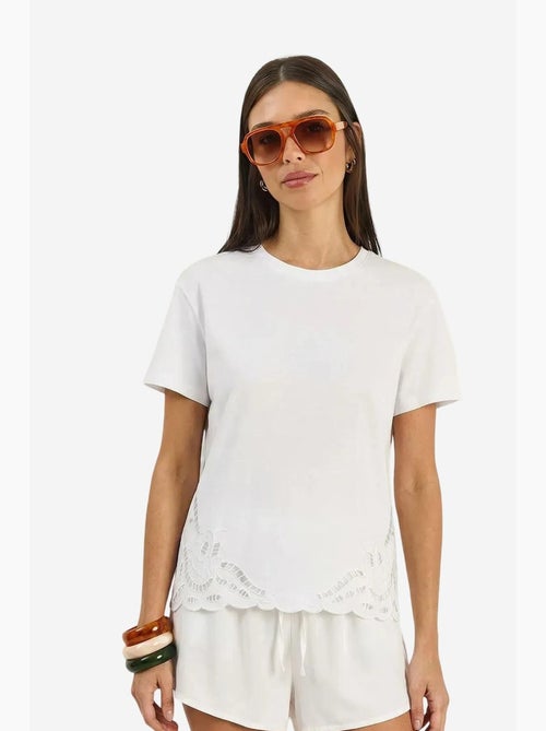T-shirt de gola redonda bordada lucci - Kiabi