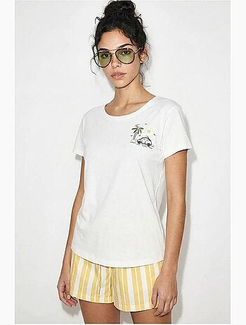 T-shirt de gola redonda bordada lucci