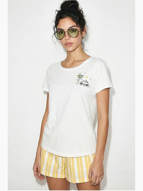 T-shirt de gola redonda bordada lucci - Kiabi T-shirt de gola redonda bordada lucci - Kiabi