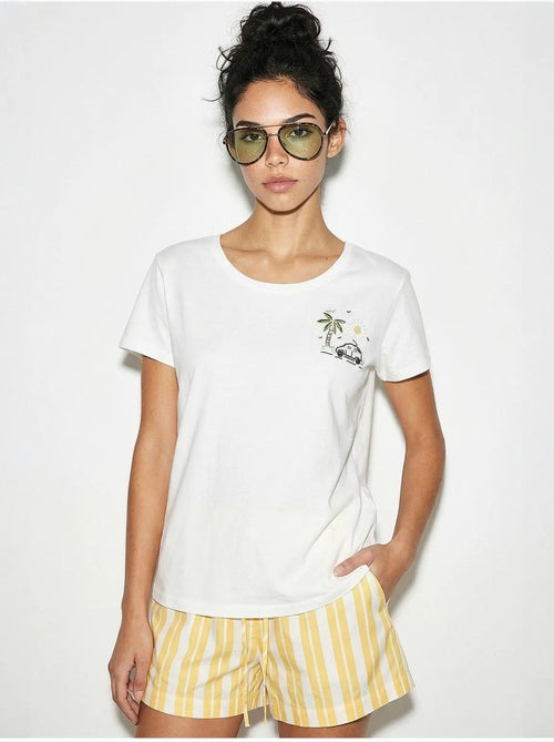T-shirt de gola redonda bordada lucci - Kiabi T-shirt de gola redonda bordada lucci - Kiabi