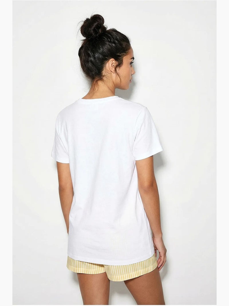 T-shirt de gola redonda bordada lucci Branco - Kiabi