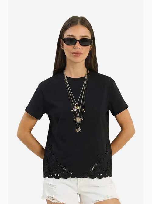 T-shirt de gola redonda bordada lucci - Kiabi