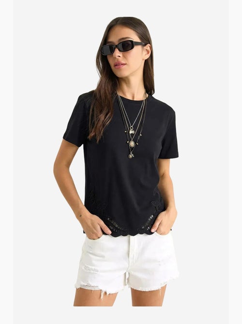 T-shirt de gola redonda bordada lucci - Kiabi