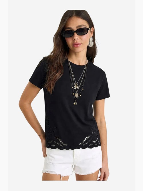 T-shirt de gola redonda bordada lucci - Kiabi