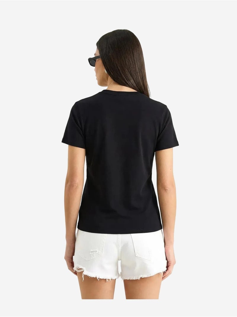T-shirt de gola redonda bordada lucci Preto - Kiabi