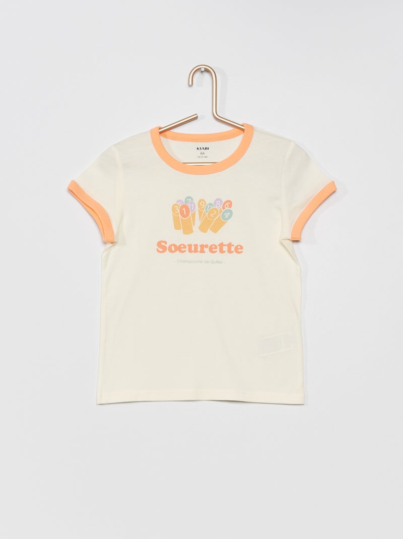 T-shirt de gola redonda BRANCO - Kiabi