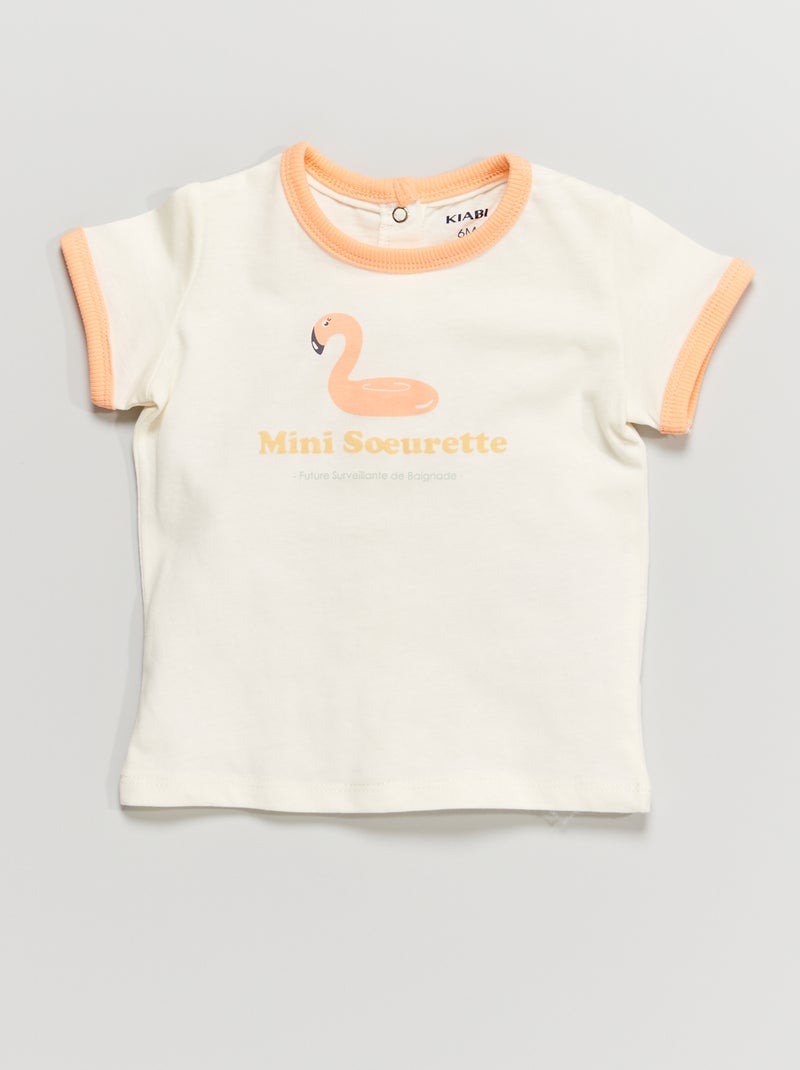 T-shirt de gola redonda BRANCO - Kiabi
