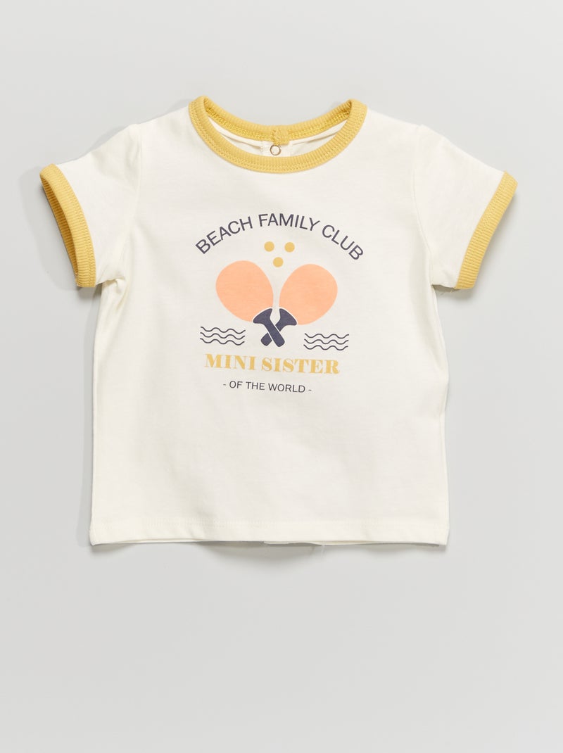 T-shirt de gola redonda BRANCO - Kiabi