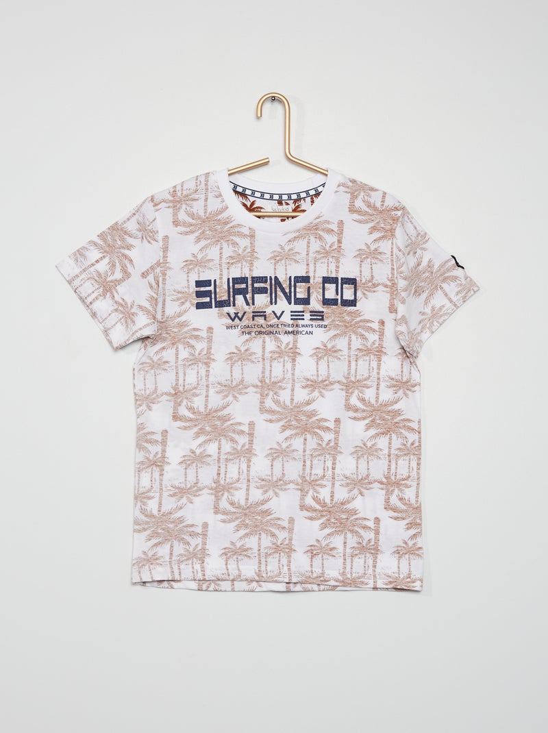 T-shirt de gola redonda Branco - Kiabi