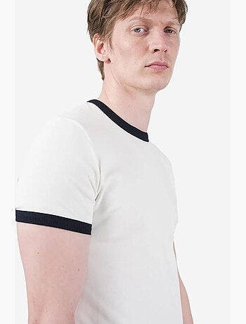 T-shirt de gola redonda color block com debrum em contraste giesto