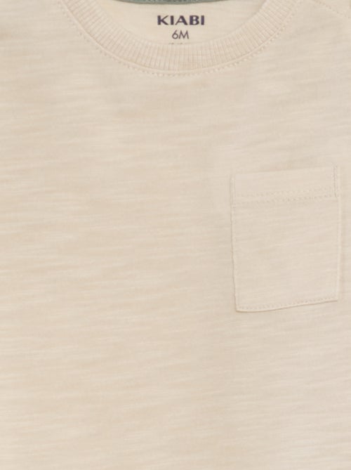 T-shirt de gola redonda com bolso - Kiabi