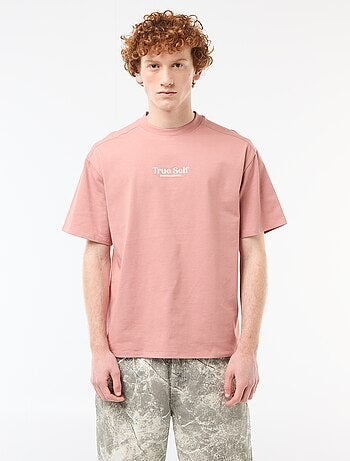 T-shirt de gola redonda com bordado contrastante