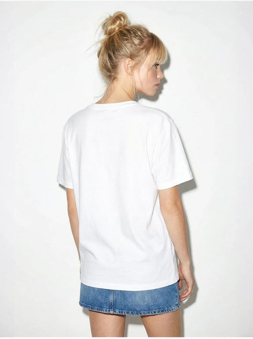 T-shirt de gola redonda com bordado floral lucci - Kiabi