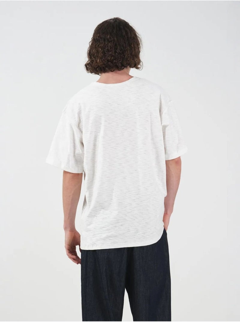 T-shirt de gola redonda com detalhe de botões giesto Branco - Kiabi
