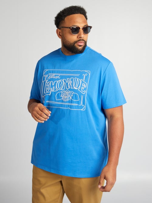T-shirt de gola redonda com estampado - Kiabi