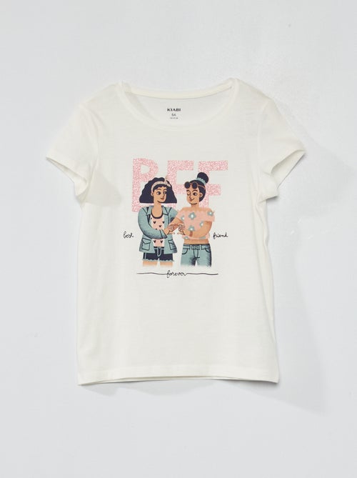 T-shirt de gola redonda com estampado de fantasia - Kiabi