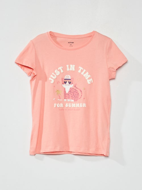 T-shirt de gola redonda com estampado de fantasia - Kiabi