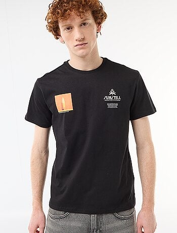 T-shirt de gola redonda com estampado em algodão