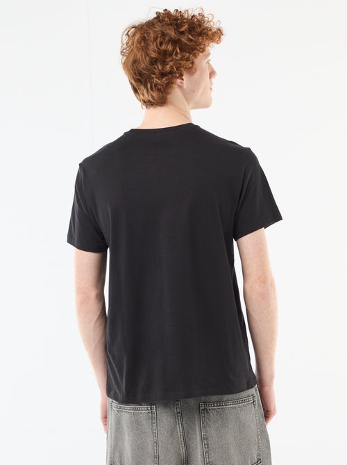 T-shirt de gola redonda com estampado em algodão - Kiabi