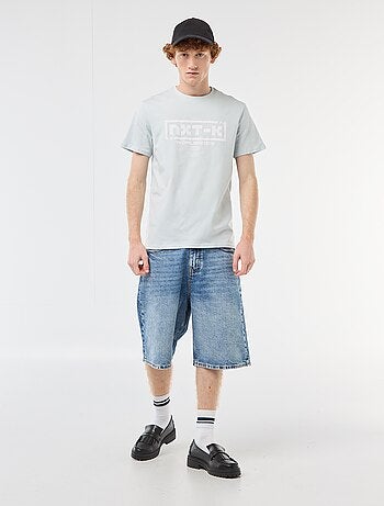 T-shirt de gola redonda com estampado em algodão