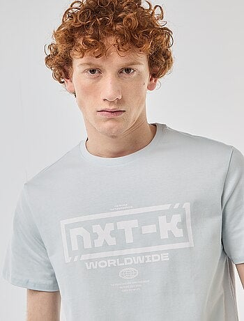 T-shirt de gola redonda com estampado em algodão