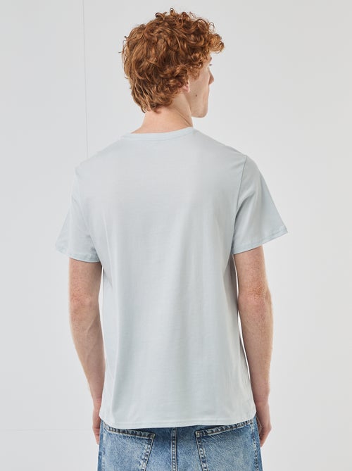 T-shirt de gola redonda com estampado em algodão - Kiabi