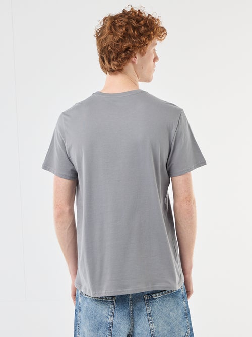 T-shirt de gola redonda com estampado em algodão - Kiabi