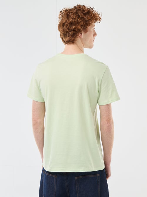 T-shirt de gola redonda com estampado em algodão - Kiabi