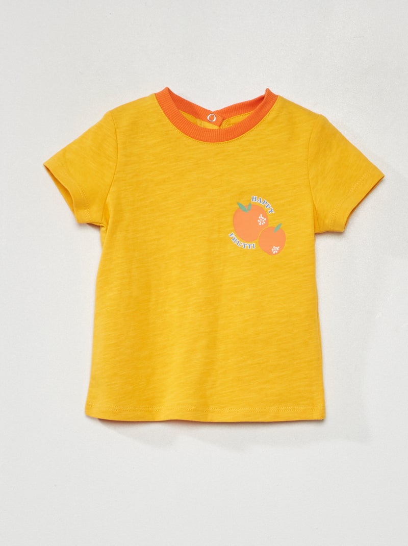 T-shirt de gola redonda com manga curta BRANCO - Kiabi