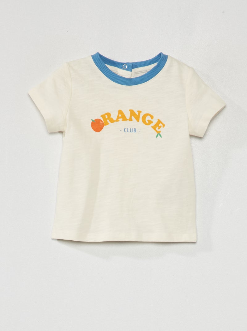 T-shirt de gola redonda com manga curta BRANCO - Kiabi