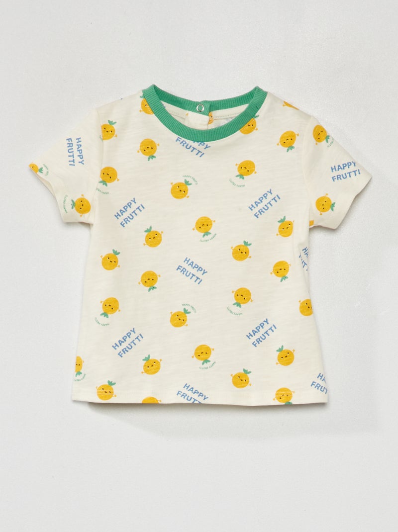 T-shirt de gola redonda com manga curta BRANCO - Kiabi