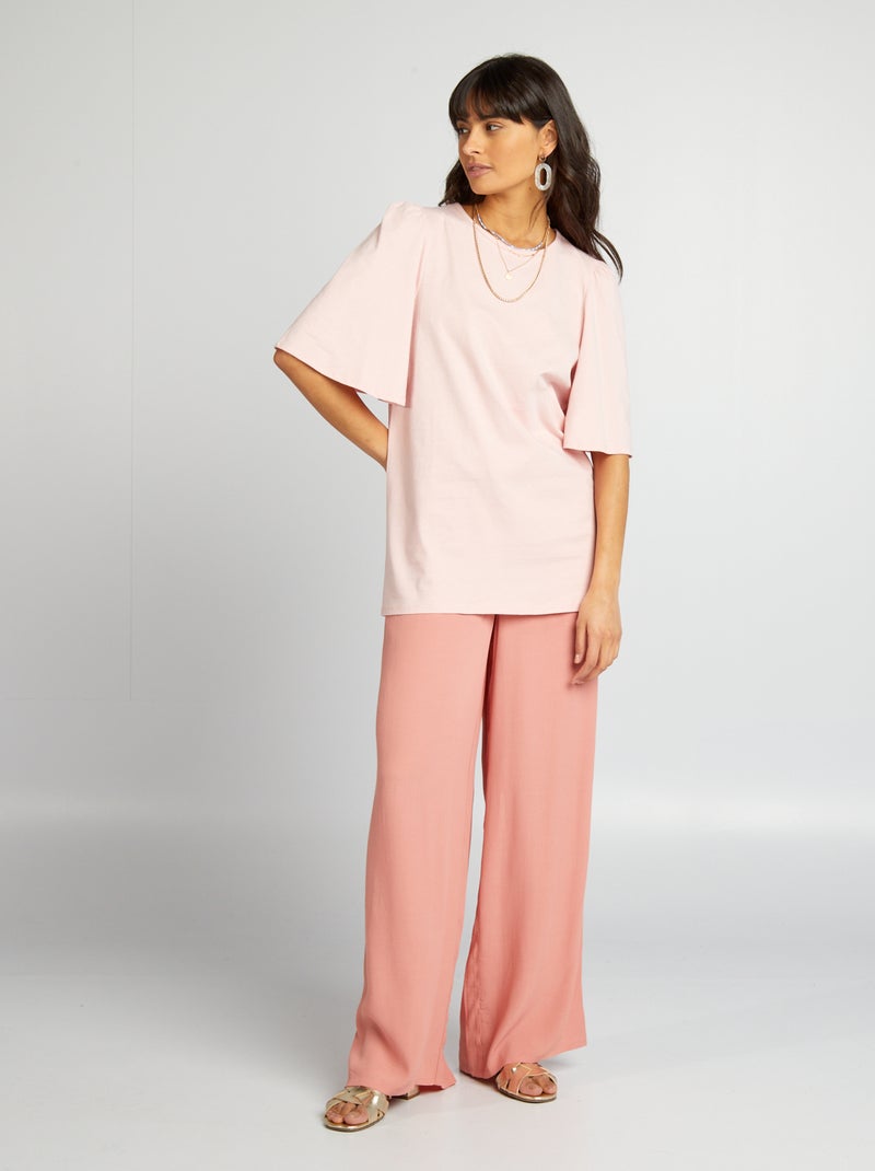 T-shirt de gola redonda com manga curta ROSA - Kiabi