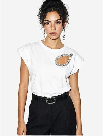 T-shirt de gola redonda com recorte lucci