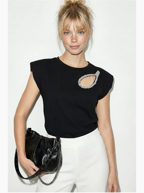 T-shirt de gola redonda com recorte lucci - Kiabi