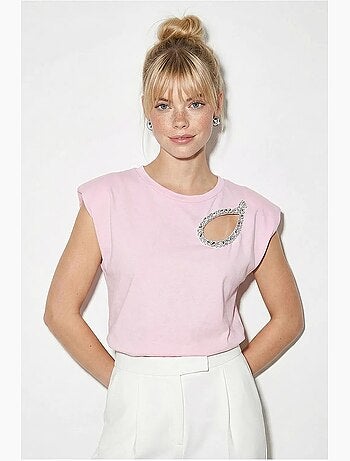 T-shirt de gola redonda com recorte lucci