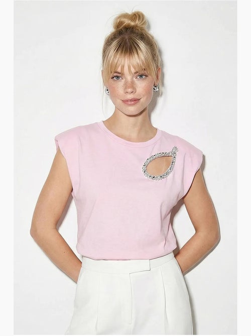 T-shirt de gola redonda com recorte lucci - Kiabi