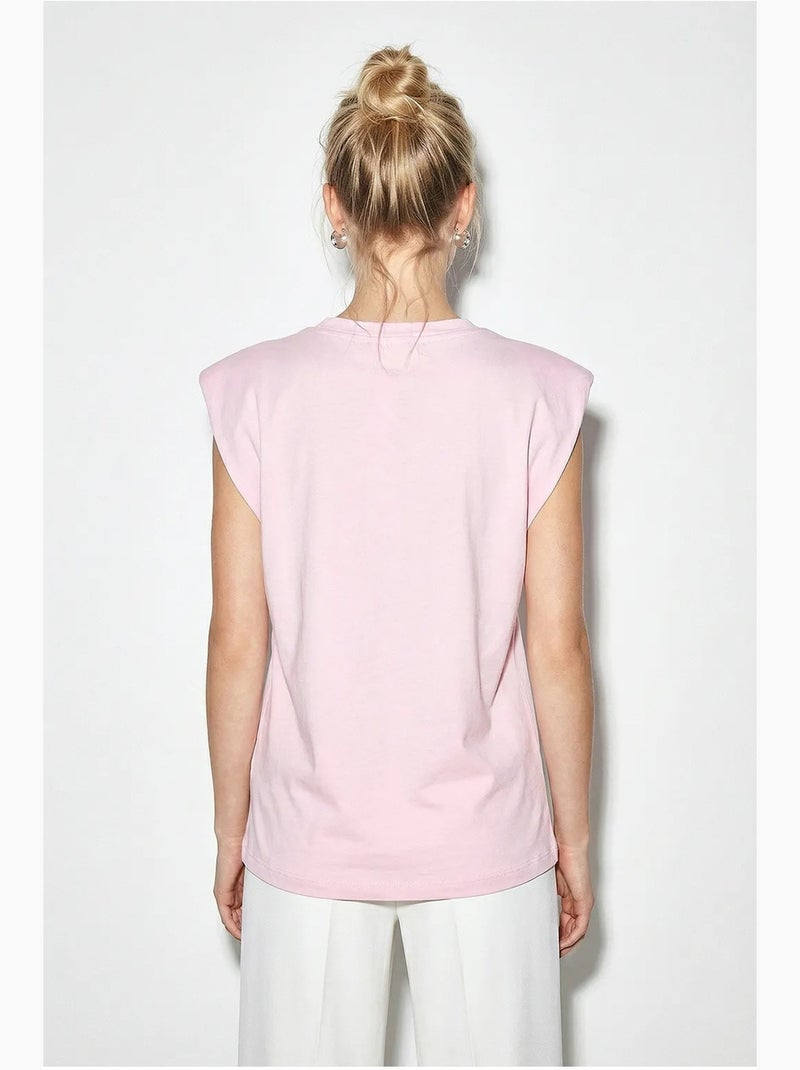 T-shirt de gola redonda com recorte lucci Rosa-claro - Kiabi
