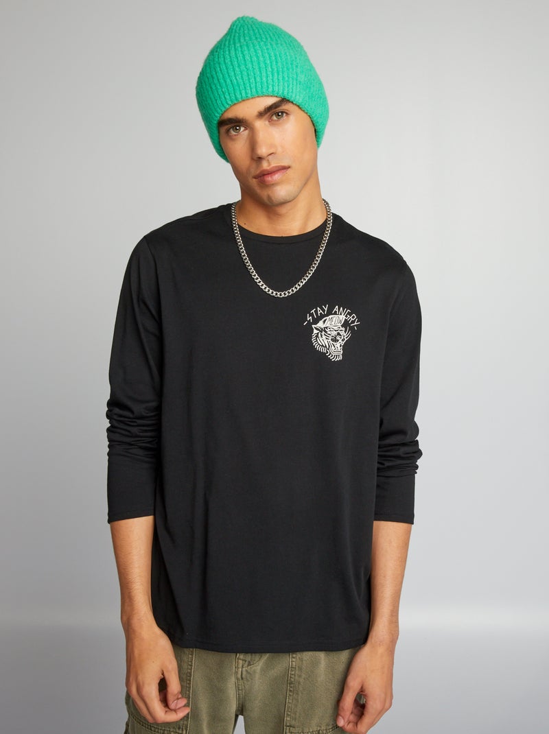 T-shirt de gola redonda de manga comprida BRANCO - Kiabi