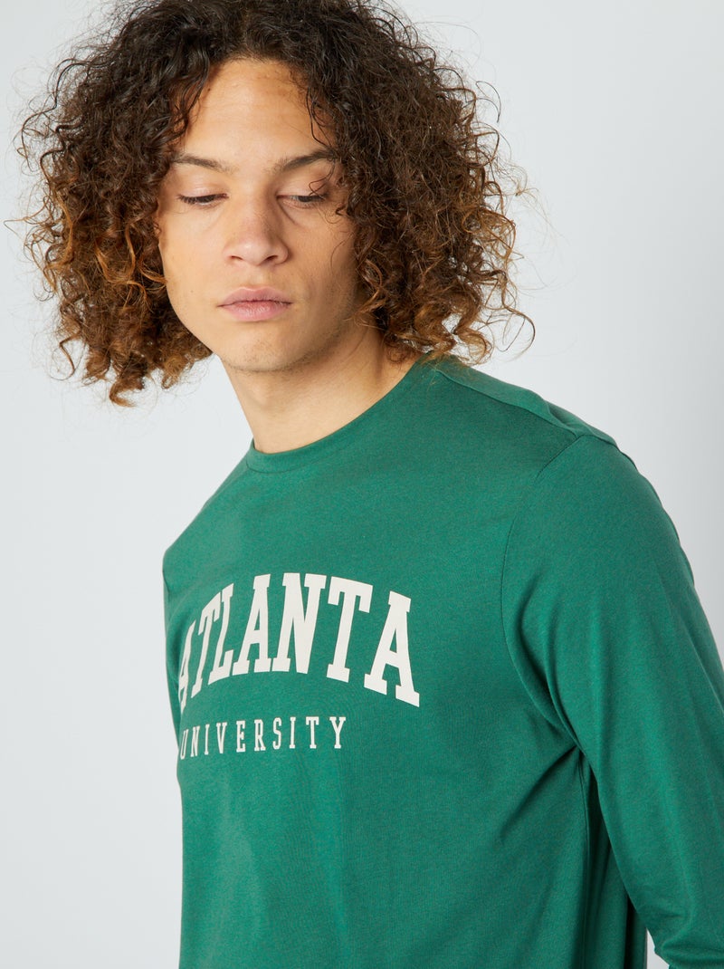 T-shirt de gola redonda de manga comprida VERDE - Kiabi