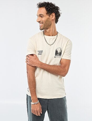 T-shirt de gola redonda e manga curta com estampado