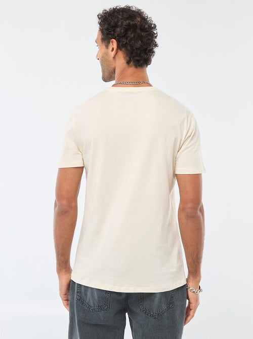 T-shirt de gola redonda e manga curta com estampado - Kiabi