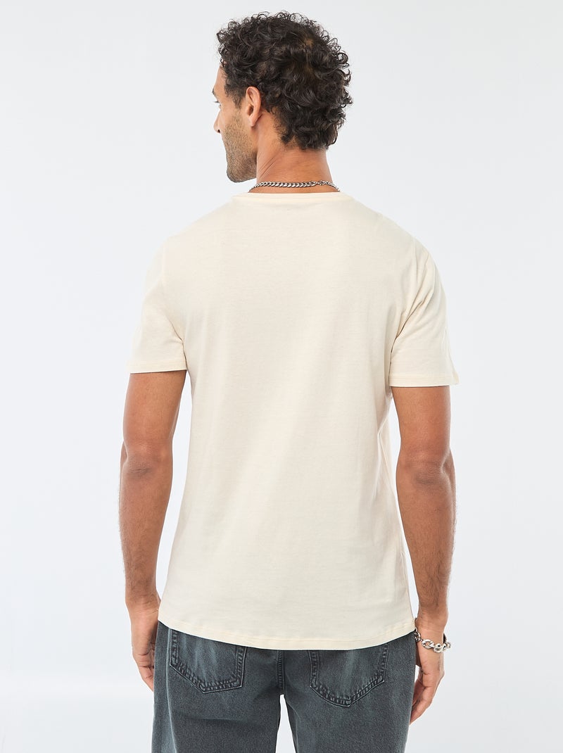 T-shirt de gola redonda e manga curta com estampado Branco - Kiabi