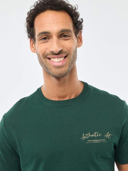 T-shirt de gola redonda e manga curta com estampado - Kiabi