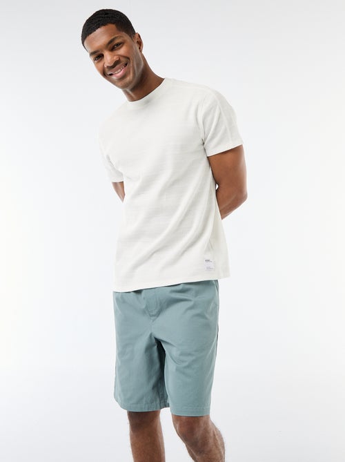 T-shirt de gola redonda e manga curta em favo de mel - Kiabi