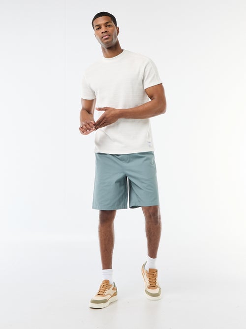 T-shirt de gola redonda e manga curta em favo de mel - Kiabi