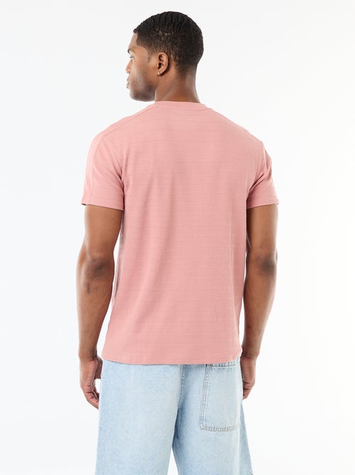 T-shirt de gola redonda e manga curta em favo de mel - Kiabi