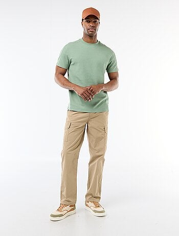 T-shirt de gola redonda e manga curta em favo de mel