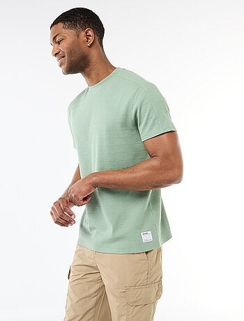 T-shirt de gola redonda e manga curta em favo de mel