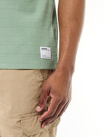 T-shirt de gola redonda e manga curta em favo de mel